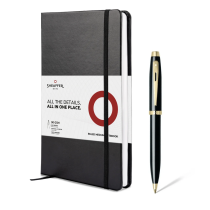 Sheaffer 100 Ballpoint Pen Gift Set - Gloss Black Gold Trim with A5 Notebook